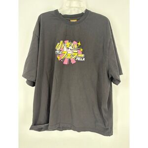 Little Fella Black‎ Graphic Print Anime Style Mens T-Shirt Size 3XL